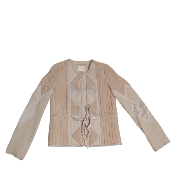 Rebecca Taylor Silk Peplum Jacket Blush Nude Feminine Bomber  Utility Size 4 - Picture 8 of 9